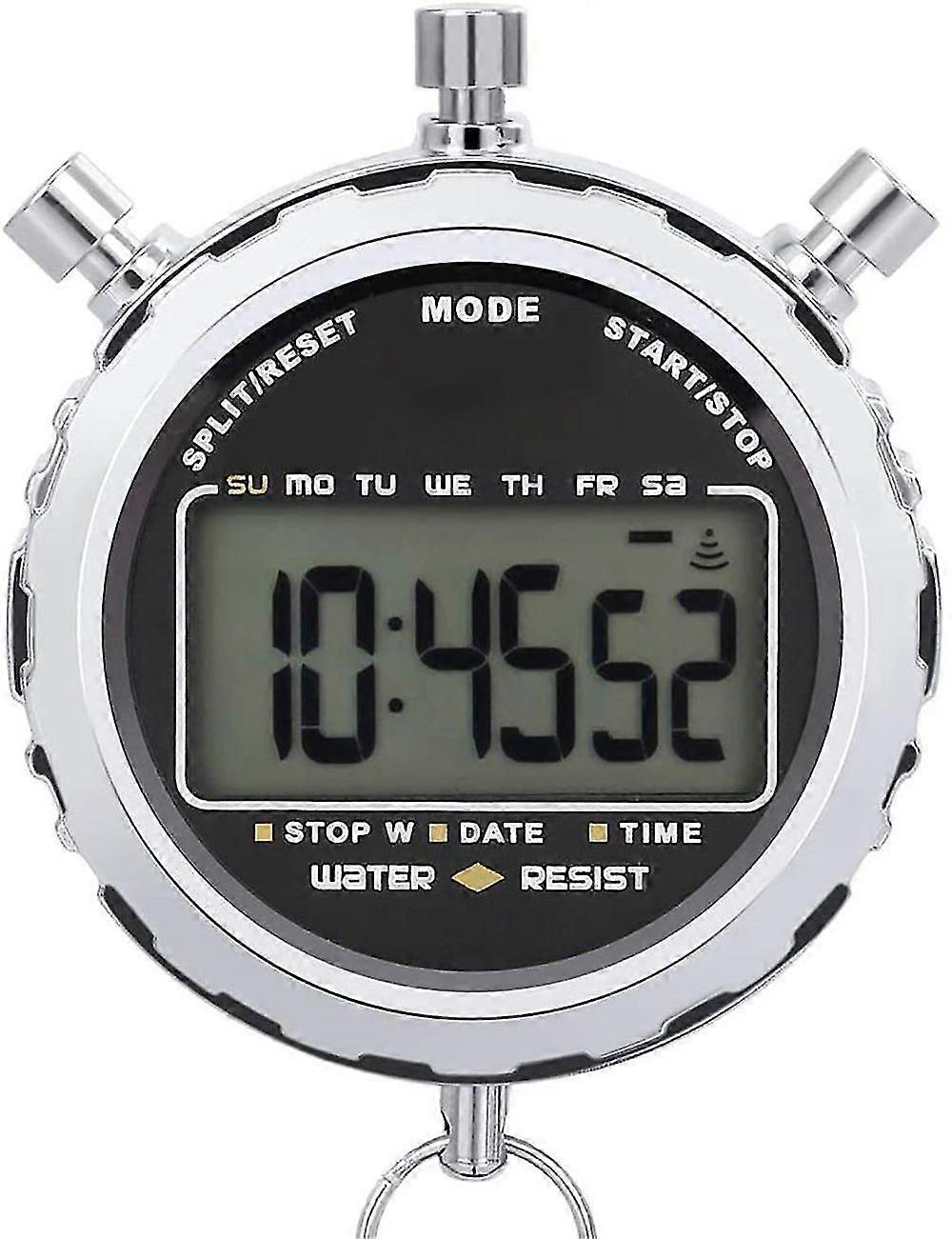 Digital Stopwatch, Handheld Large Lcd Display Waterproof Daily Alarm 1/100 Seconds Precision