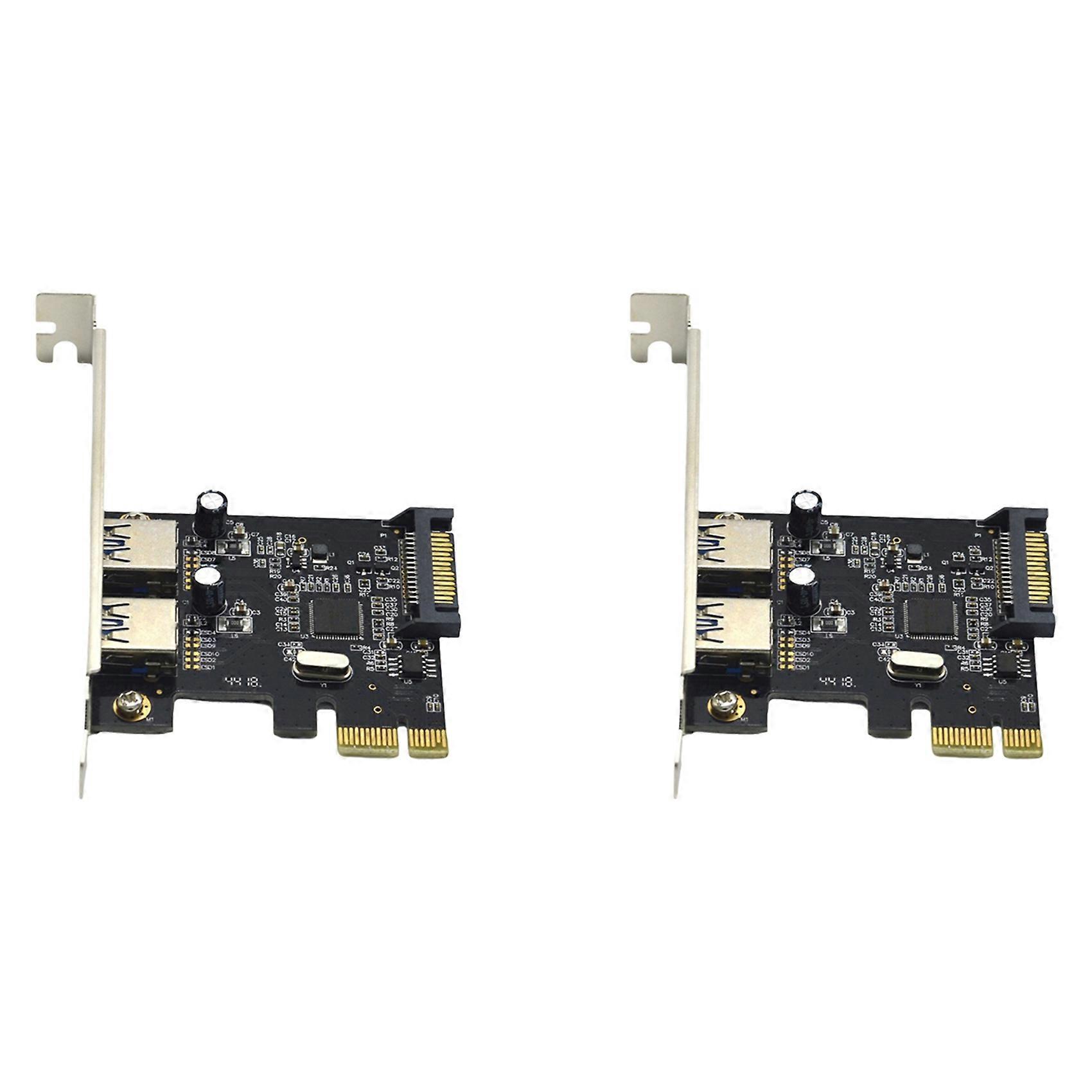 2X PCIE Expansion Card PCI-E to 2-Port USB3.0 5Gbps Convert Card Riser for Win7/8/9/10/Linux