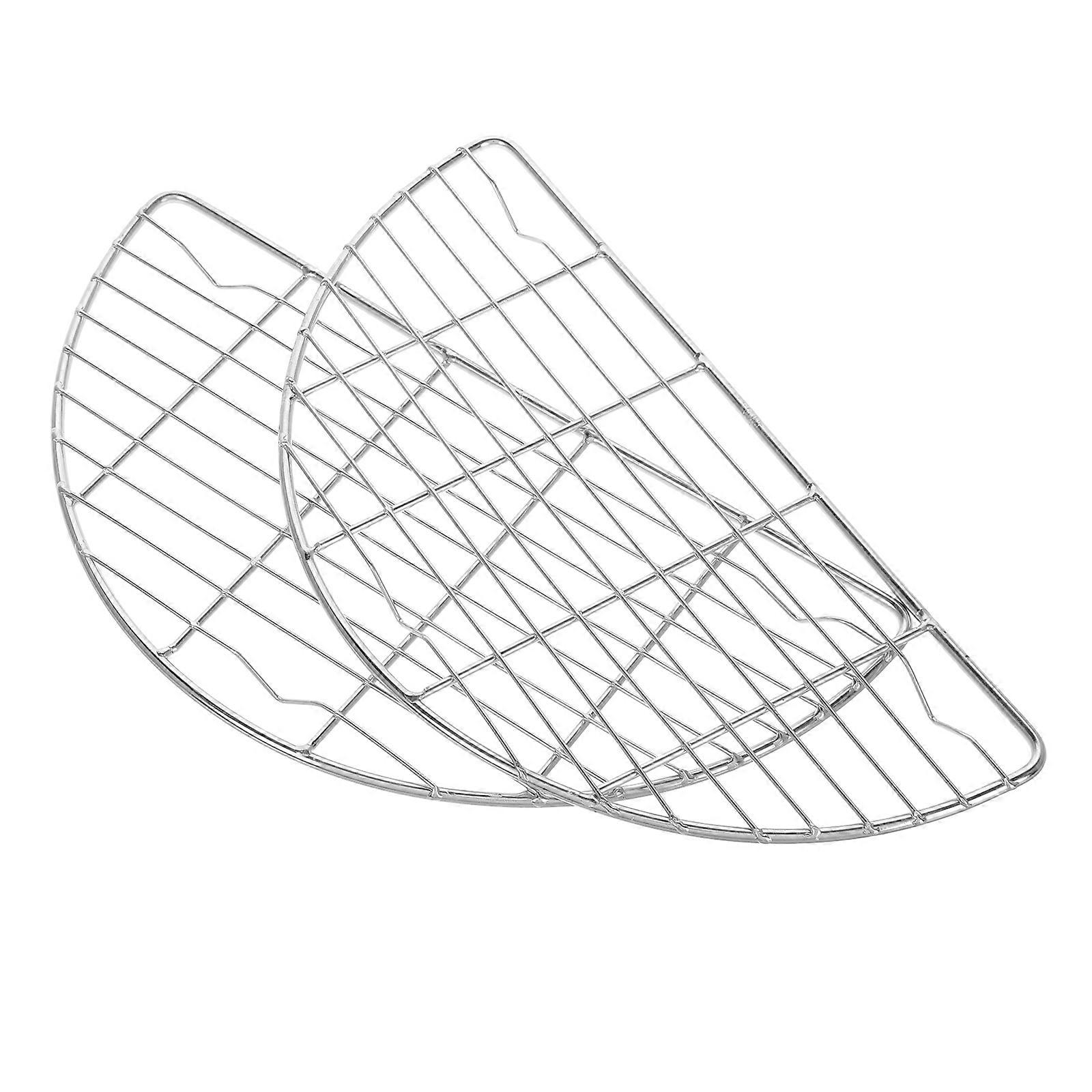 2Pcs Stainless Steel Half Round Cooling Rack for Kitchen Multifunctional Steam Rack Silver