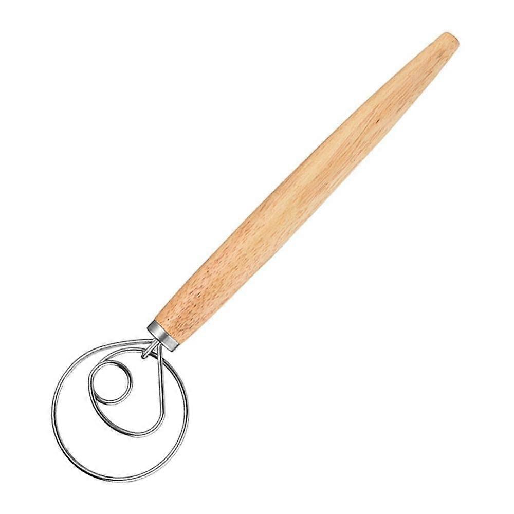 Danish Dough Whisk 13 Inch Bread Dough Mixer with Ergonomic Wooden Handle for Baking and Pizza