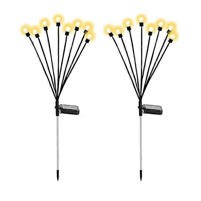 Solar Garden Lights, Upgraded 8LED Firefly Lights, Warm White 2PCS
