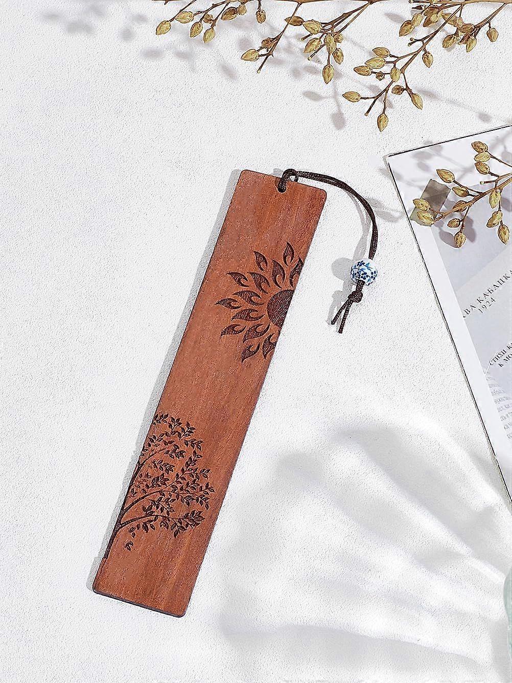 1Pcs Rectangle Sun with Tree Book Bookmarks Handmade Paper Clips with Rope Pendant Brown Page Trackers for Book Lovers Writers Reading Birthday Christ