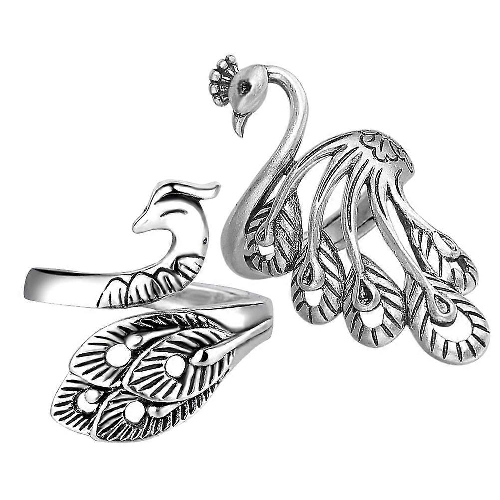 Adjustable 2Pcs Finger Rings In Peacock Shape For Knitting Tension And Yarn Guiding For Various Handcraft Projects