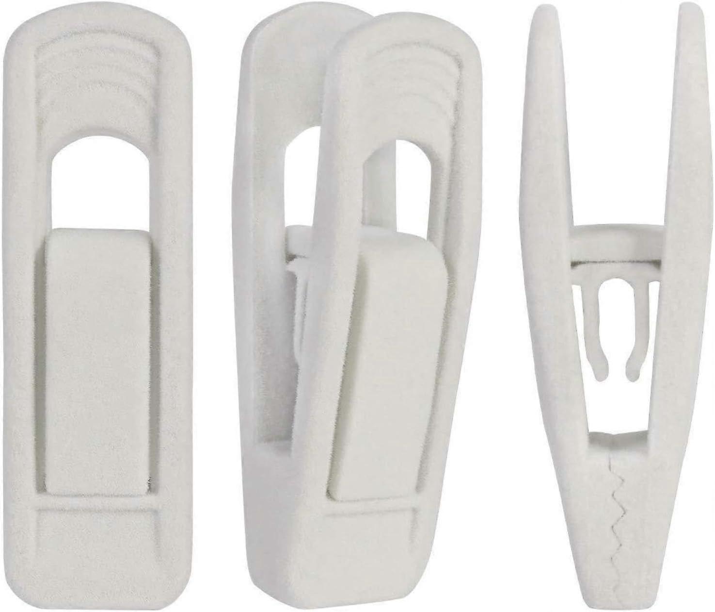 Velvet Hanger with Thickened Clothes Clips  Off-white