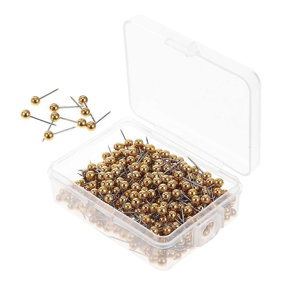 Golden Round Push Pins for Classroom Map Fixing 500Pcs Thumbtack Set