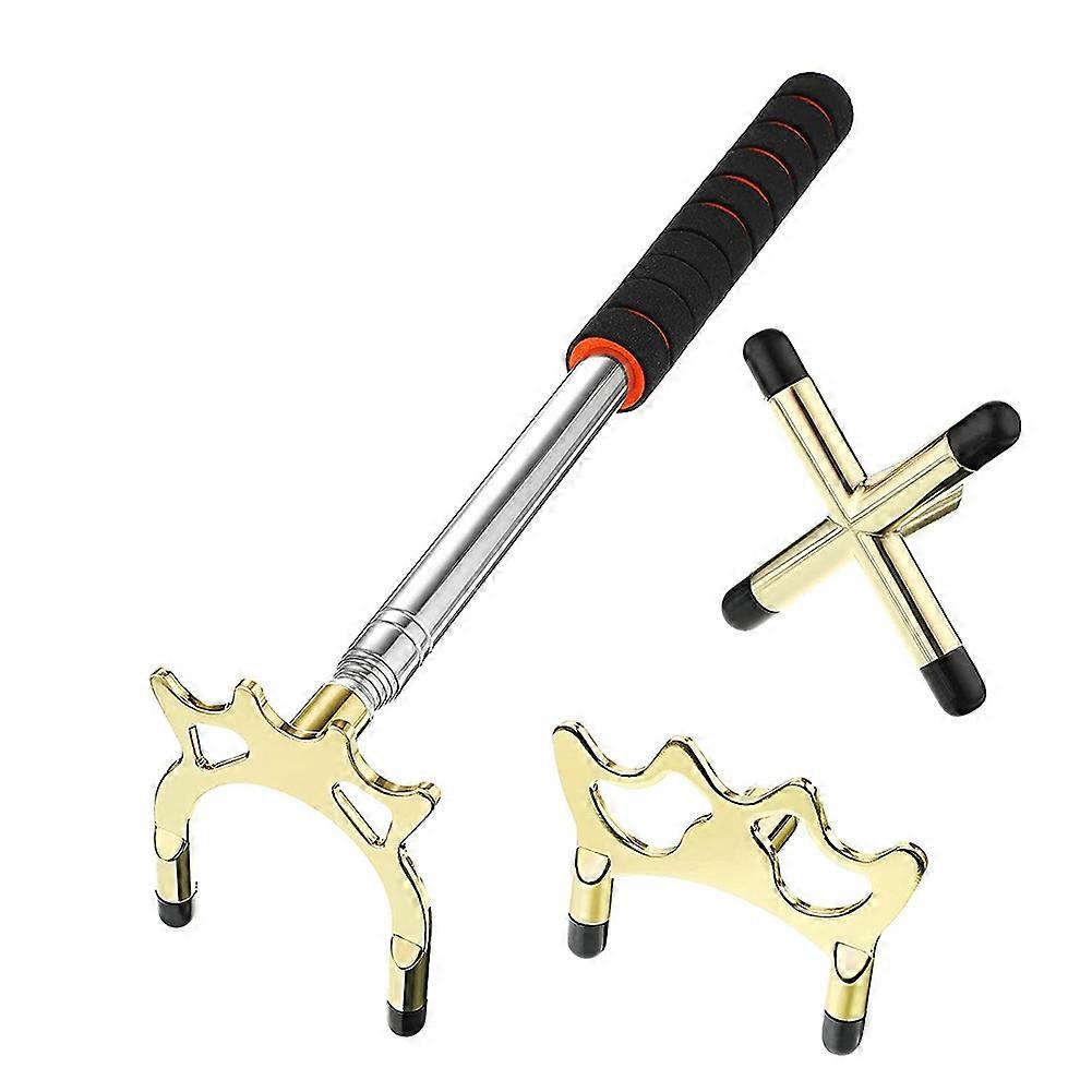 Retractable Billiard Cue Stick with 3Pcs Brass Bridge Head ,Gold