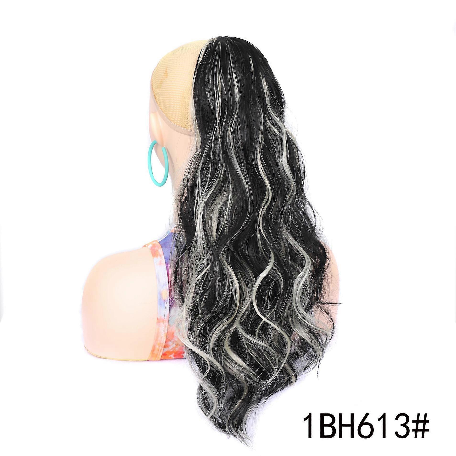 Women's long curly wig with drawstring hair extensions, loose ponytail, wavy ponytail