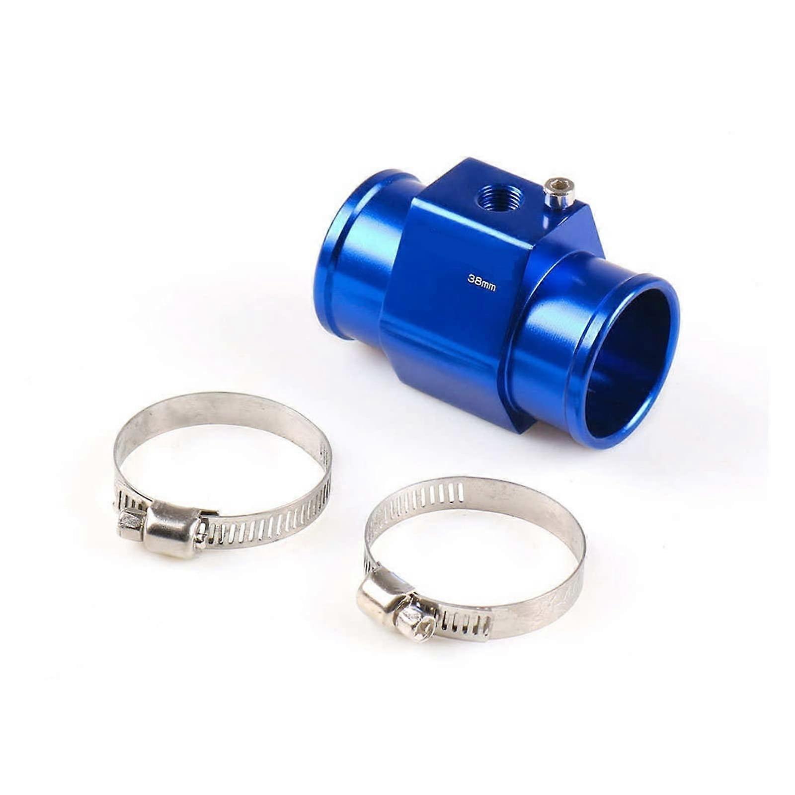 38mm Blue Aluminum Radiator Hose Adapter for Water Temperature Gauge Sensor RealTime Monitoring