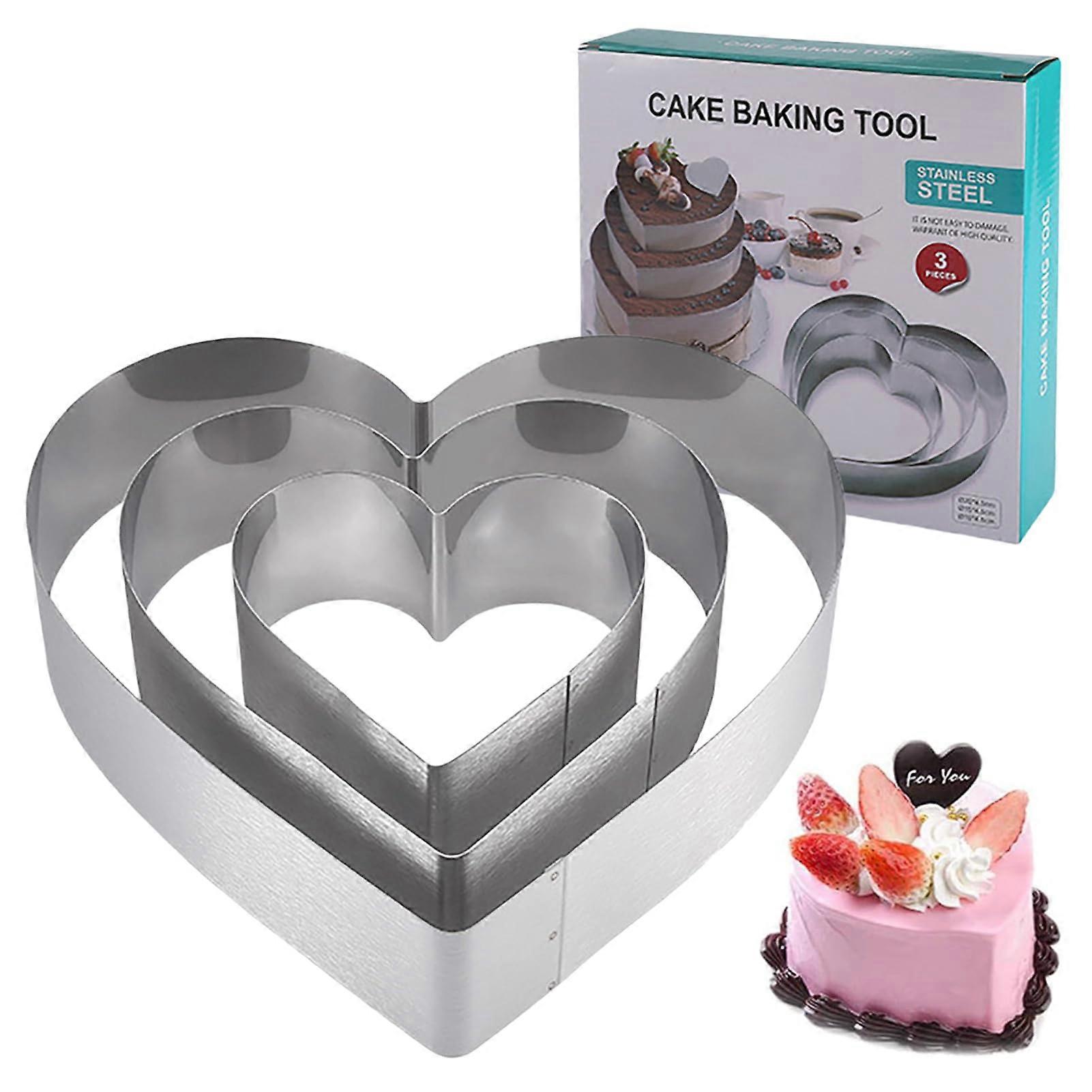 Stainless Steel Cake Ring Mold Adjustable Heart Shape 48 Inch Baking Pastry Mousse Set