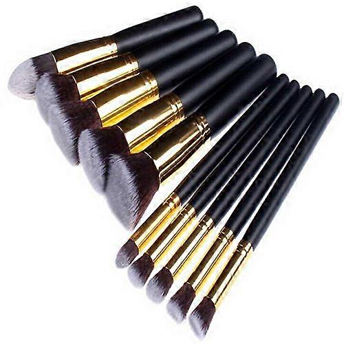 10pcs Professional Makeup Brush Set with Bold Handles and Soft Synthetic Bristles for Precise Application