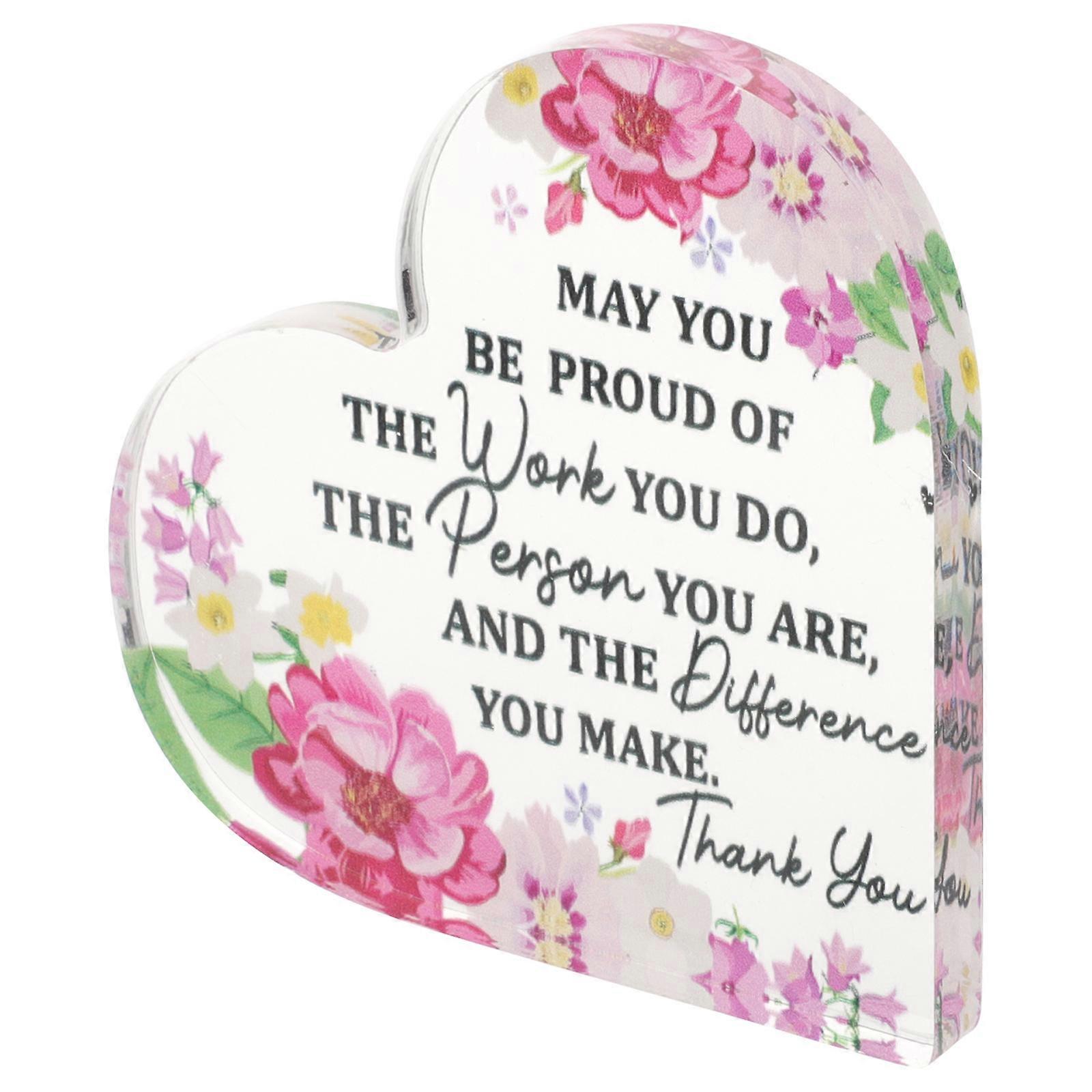 Retirement Gift Acrylic Table Decor with Heart Shape Appreciation Plaque