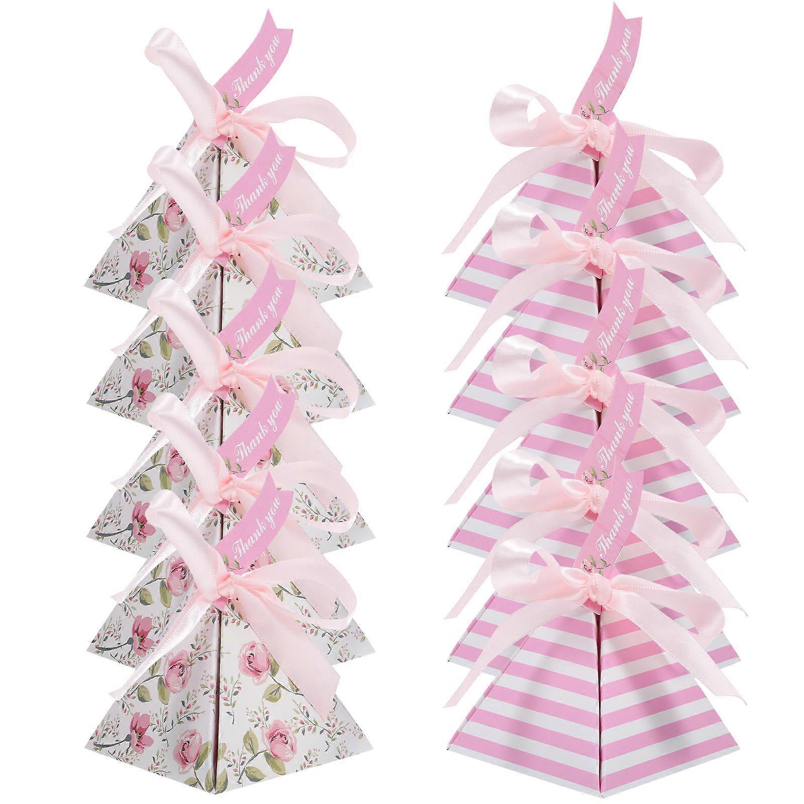 Pink Wedding Candy Box for Decoration and Storage 25Pcs Triangle Wedding Boxes