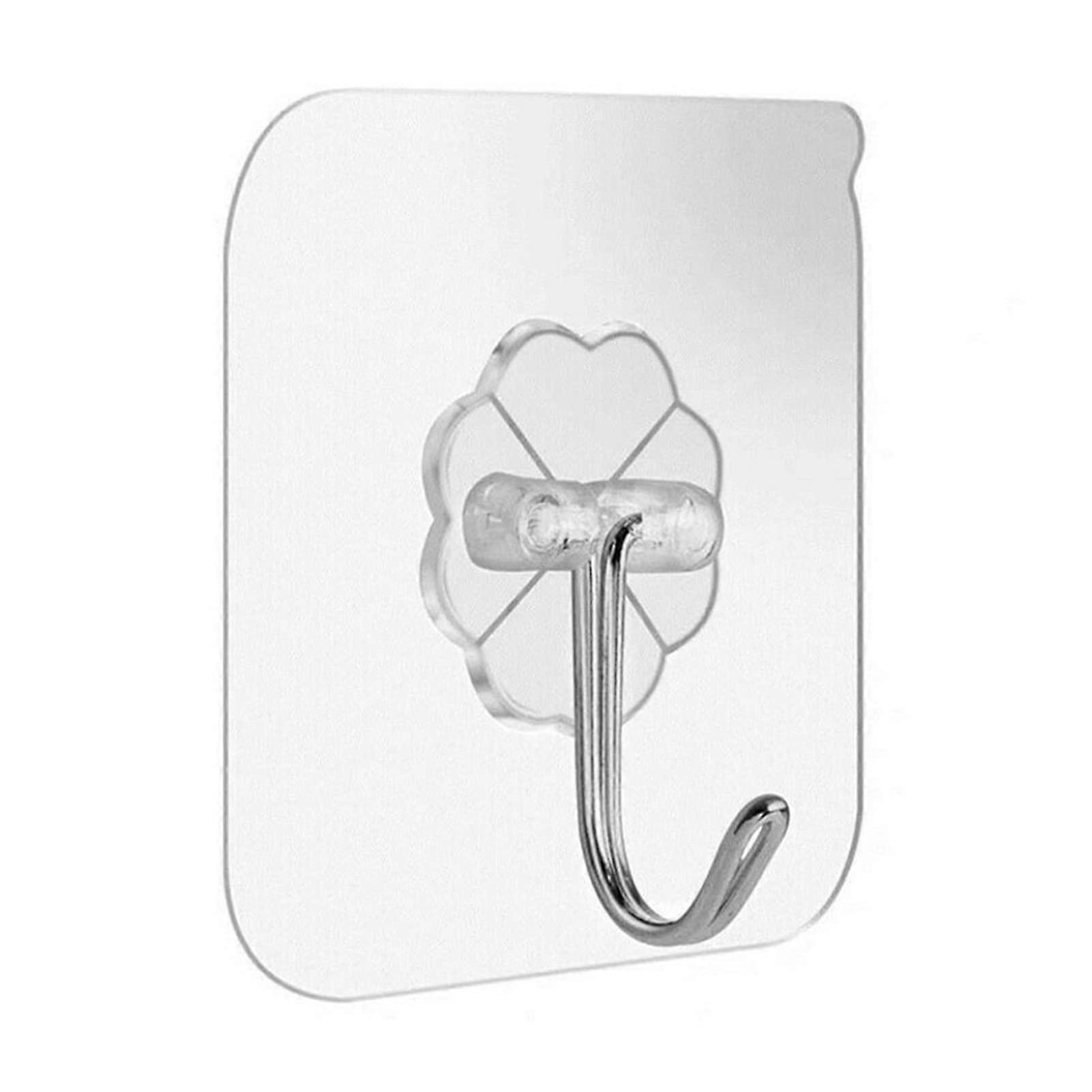 Wall Adhesive Hooks 5pcs Transparent Heavy Duty No Drill for Kitchen Bathroom MultiSurface Use