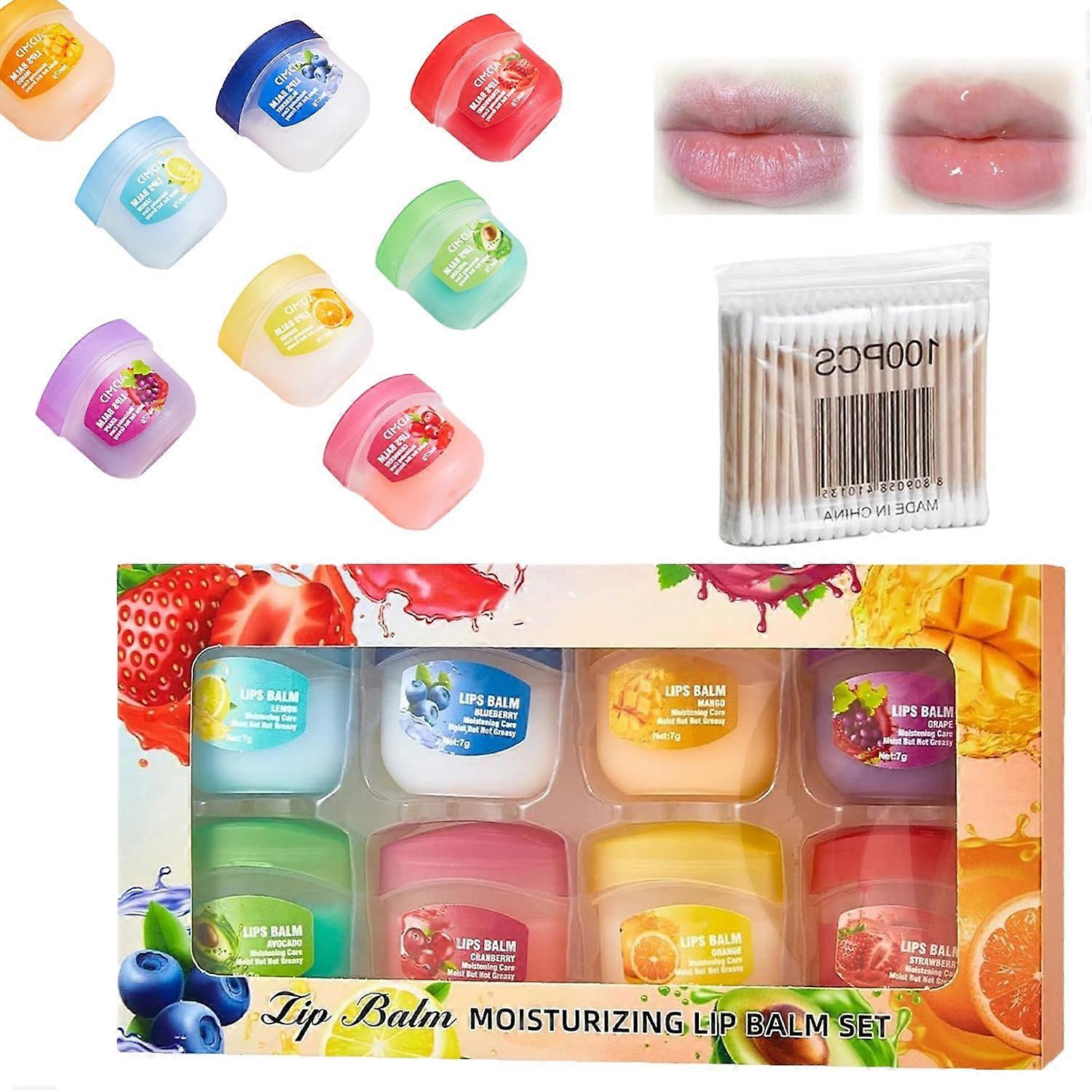 Lip Balm Set with Fruit Flavors, Deep Hydration Overnight Lip , Mini Moisturizing Gloss