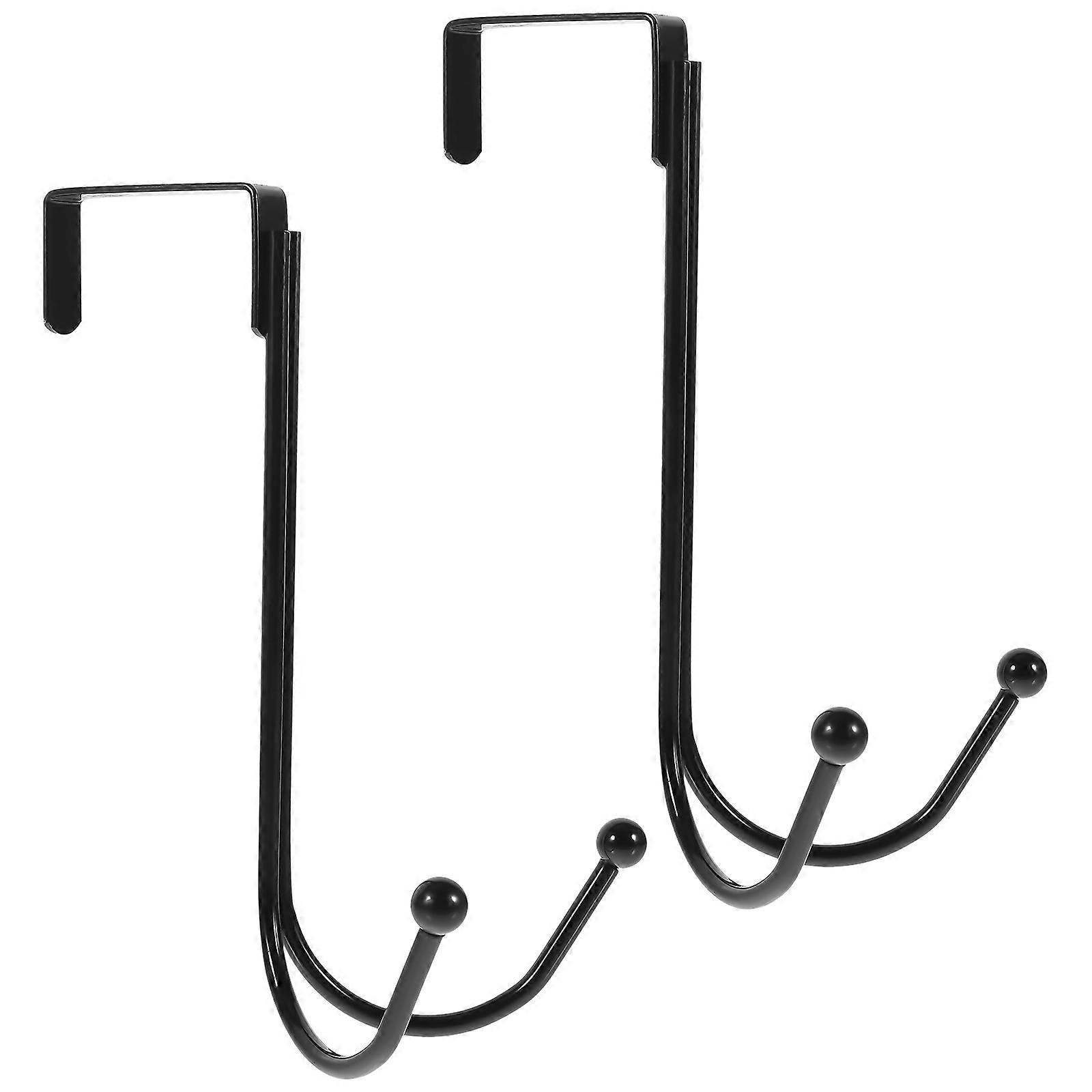 Black Iron Door Hook for Storage Punchfree Wall Hanger Durable SpaceSaving Coat Hook 2Pcs