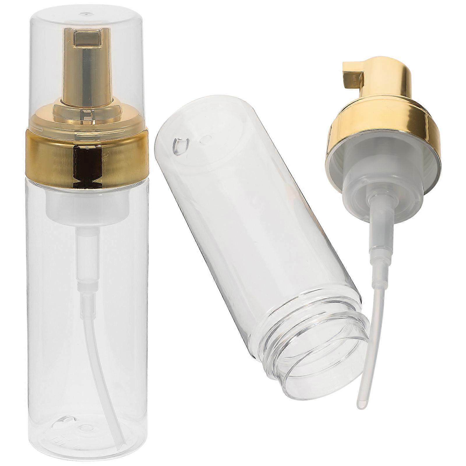 Golden Pump Bottle for Storage Use 2Pcs Transparent Cosmetics Storage Bottles