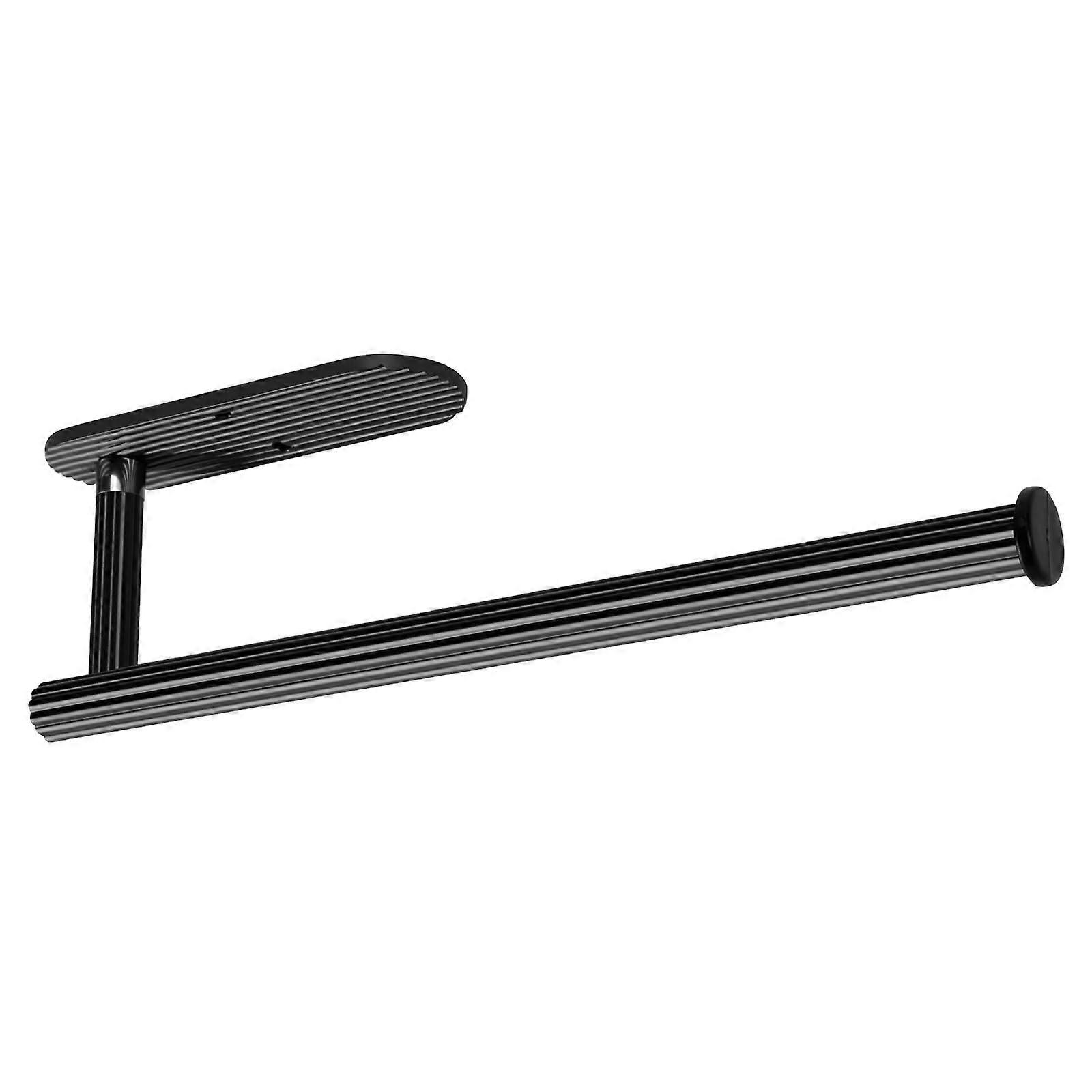 Wall Mounted Paper Towel Holder, Black ABS Kitchen Dispenser, Self Adhesive or Drill, SpaceSaving