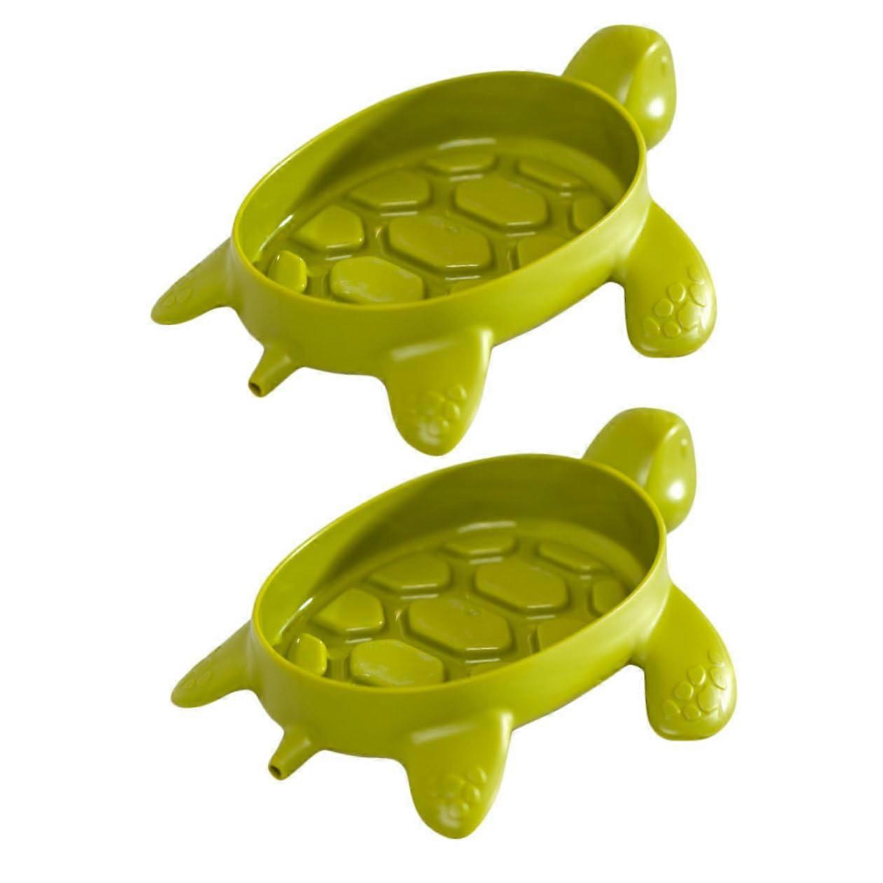 2Pcs Turtle Shaped SelfDraining Soap Dish for Bathroom and Kitchen, Compact MultiUse Tray