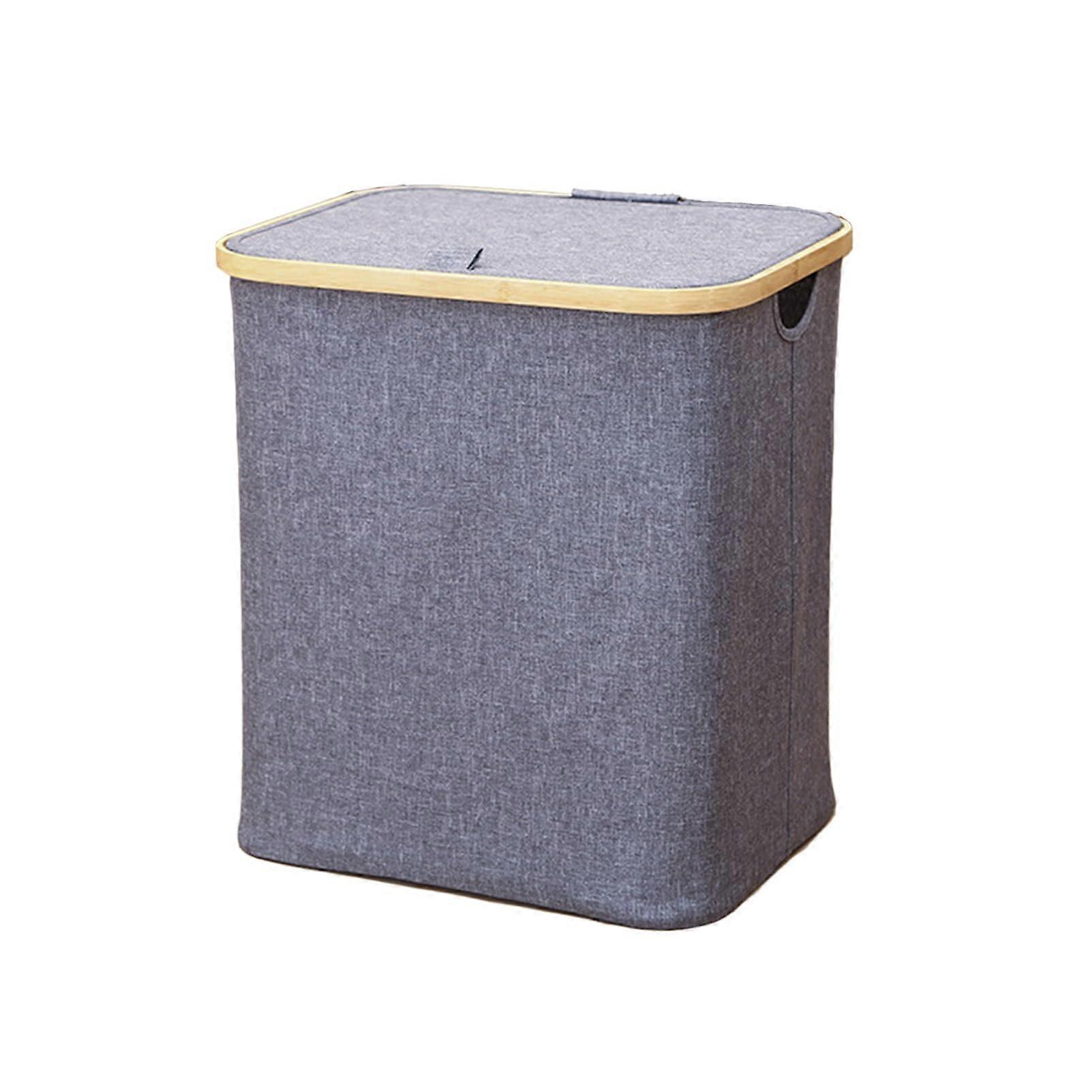 Large Capacity Foldable Laundry Basket with Lid, Oxford Cloth Hamper for Clothes Storage