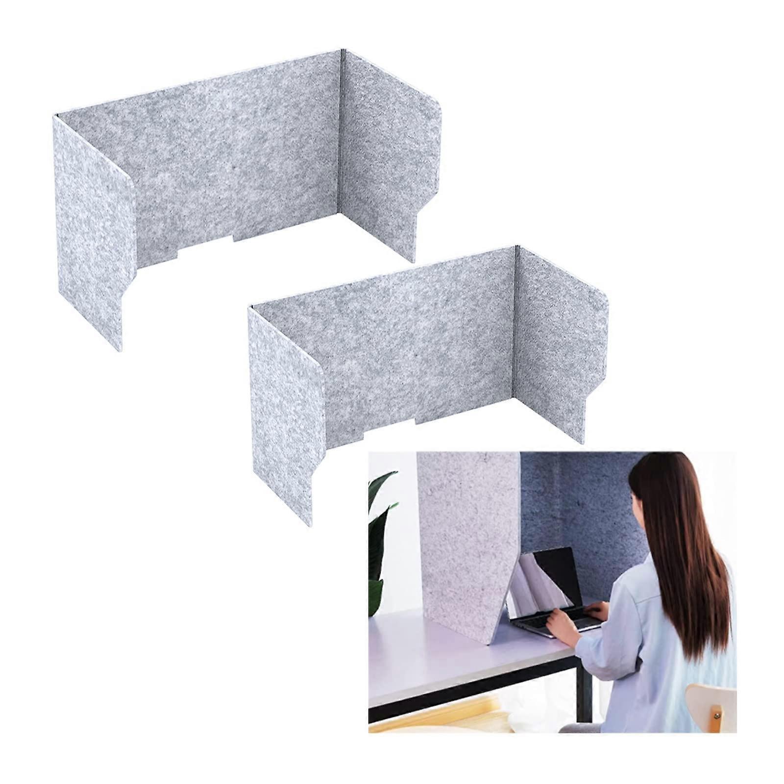 Desk Privacy Panel Sound Absorbing Foldable Partition for Office Classroom, 2 Pcs Gray