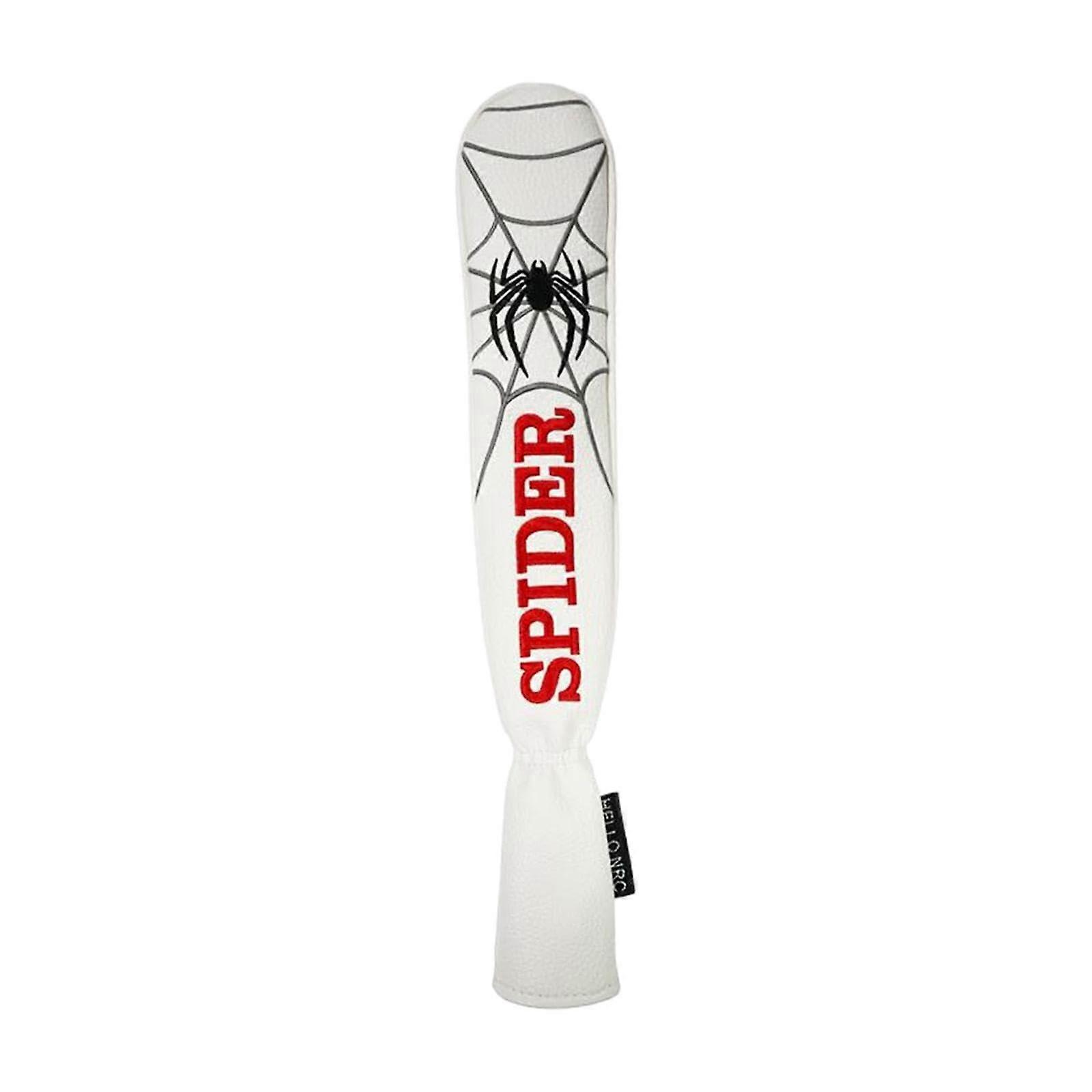White Embroidered Golf Alignment Stick Cover  PU Leather Headcover 35x6.5cm