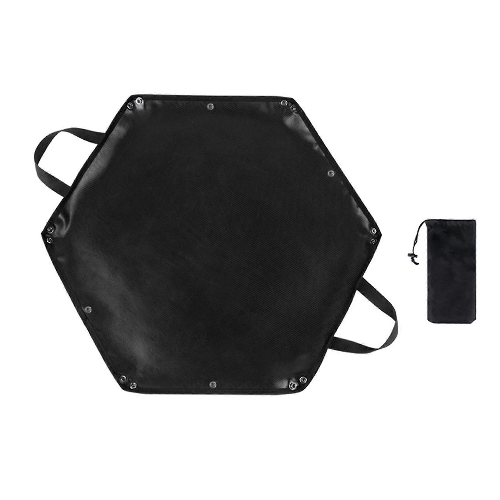 Fireproof Fire Pit Heat Shield Mat 64cm x 57cm Hexagonal Outdoor Ground Protector for Cooking
