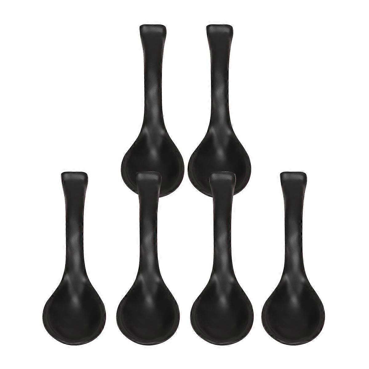 Porridge Spoon Multi-Function Scoop for Kitchen Use Black 6Pcs Tableware Spoon