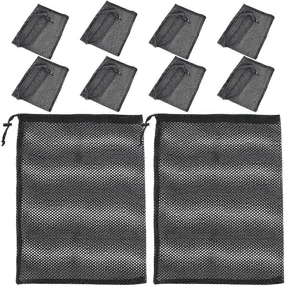 Mesh Drawstring Bag Multi-Functional Storage for Home Use 10Pcs Black Set