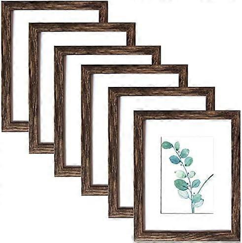 8x10 Picture Frames Rustic Brown Wall Mounting or Tabletop Display, 6PCS