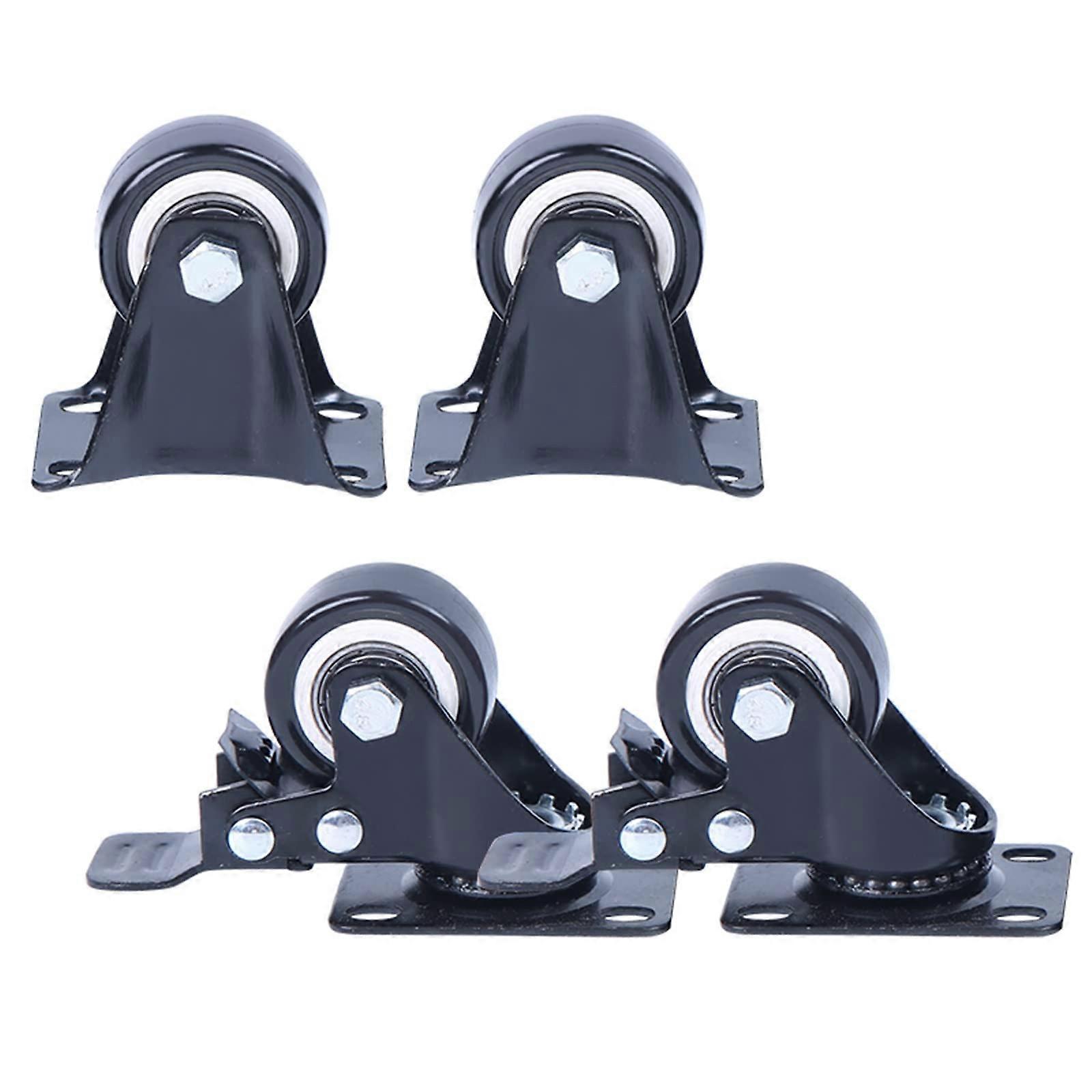 Heavy Duty Polyurethane Casters with Brake, Silent Smooth Rolling Dustproof Wheels, 4Pack