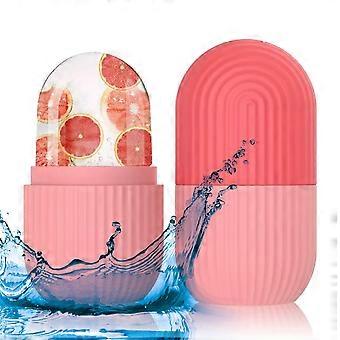 Facial Ice Roller with Cooling Massage and Essential Oils Option, Reusable Face Ice Mold (Pink)