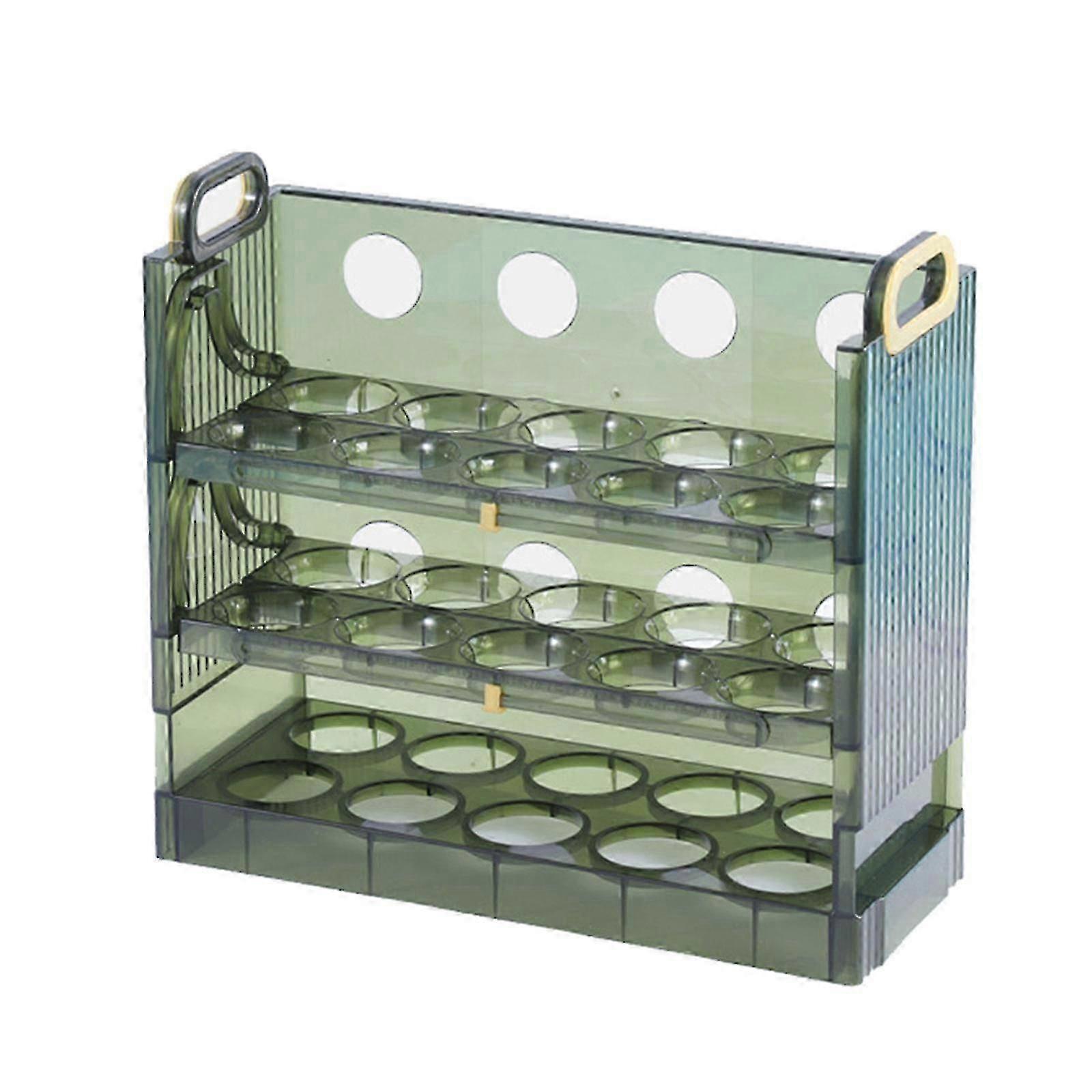 2-Layer Stackable Egg Holder, Transparent Green, for Refrigerator Storage