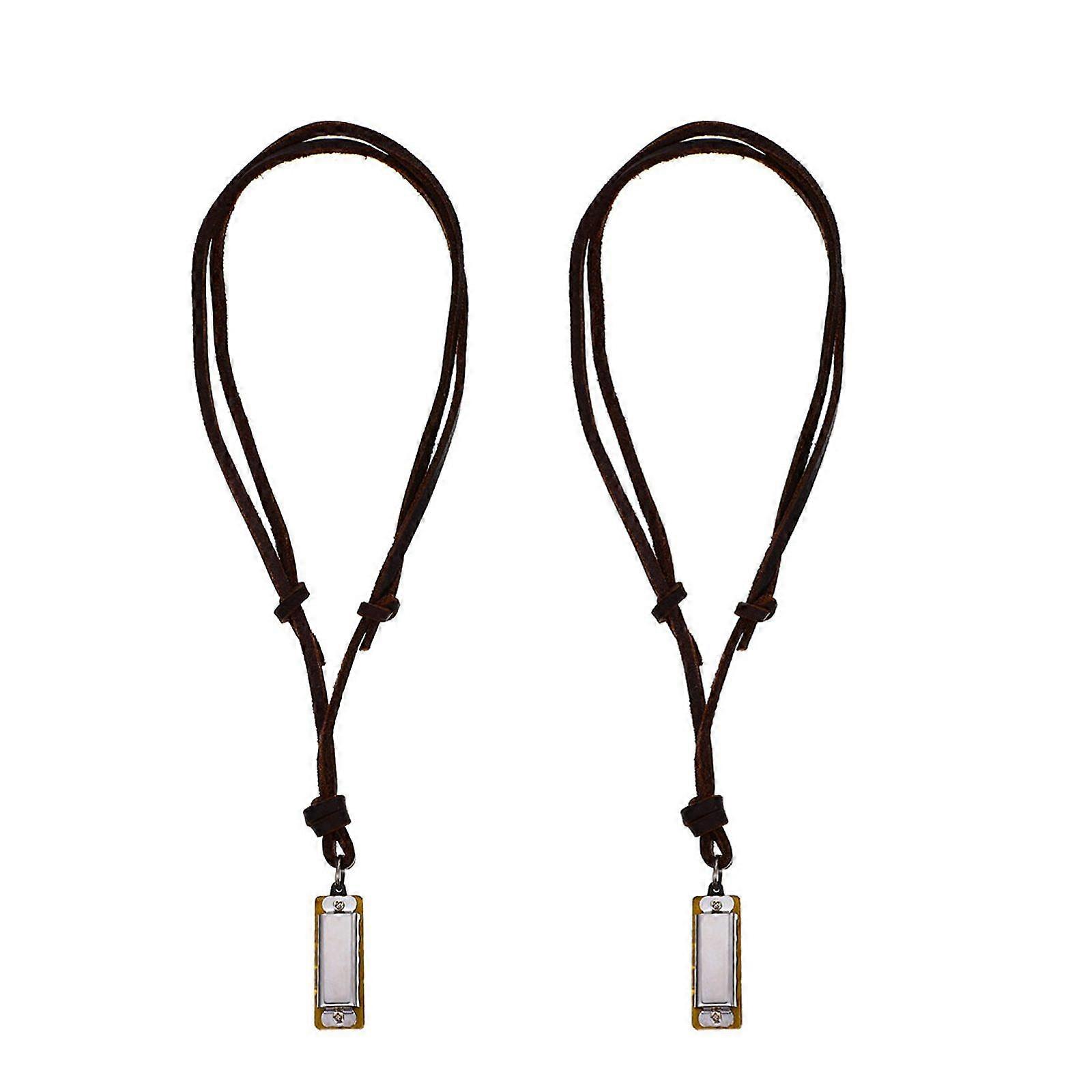 2pcs Vintage Harmonica Shape Necklaces Miniature Harmonica Hanging Pendants