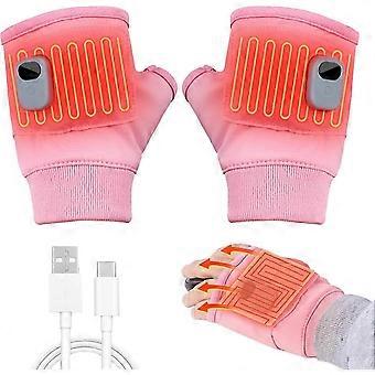 Heated Gloves for Women Rechargeable, Fingerless Rechargeable Heated Gloves, Hand Warmer Gloves, 3-Speed Adjustable Heated Fingerless Gloves, Winter H