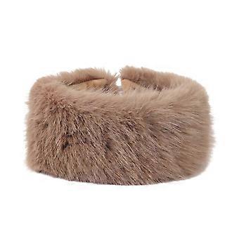 Thicken Plush Bucket Hat for Woman Windproof Neck Warmer Empty Top Bucket Hat Adult Teens Winter Keep Warm Mongolian Hat  White