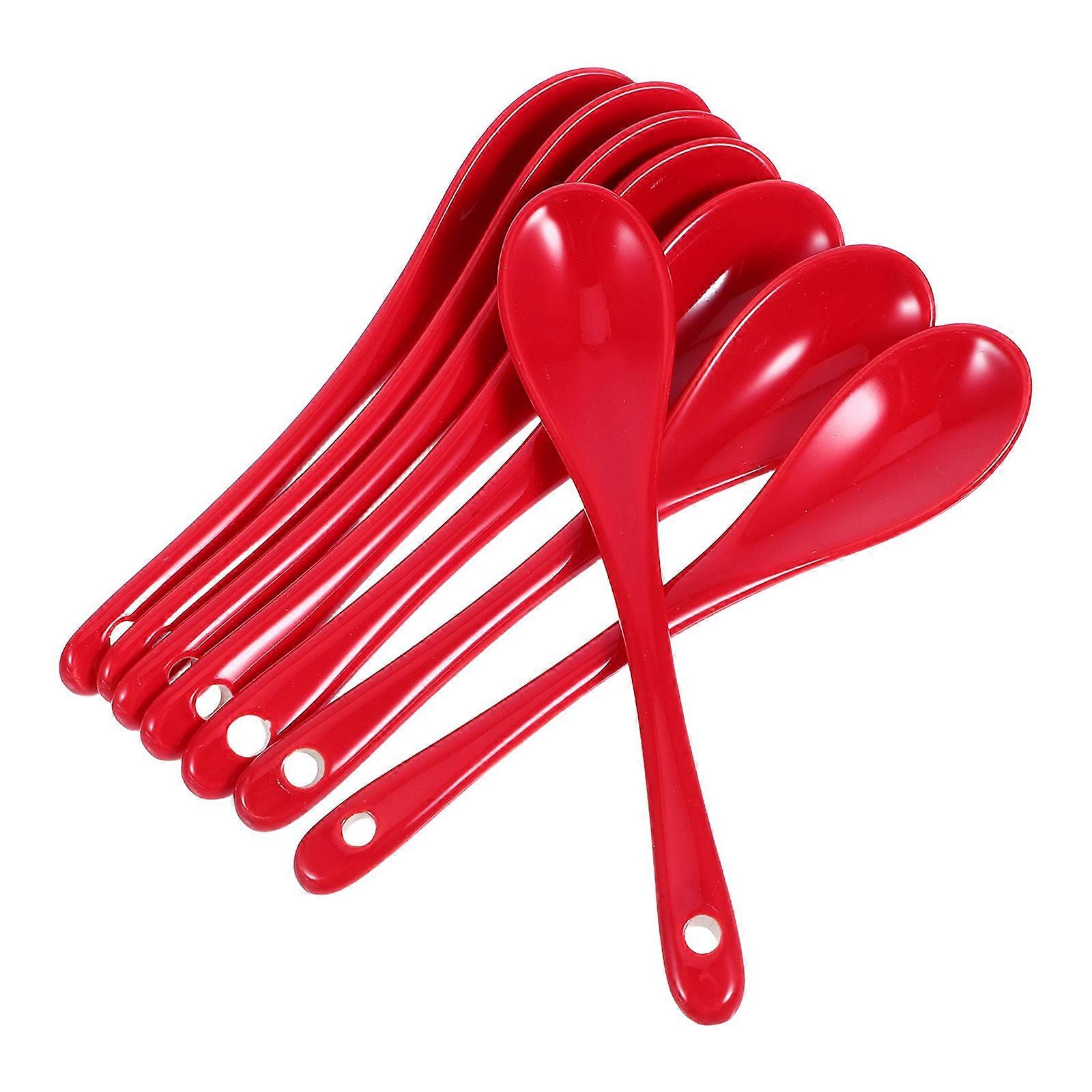 8pcs 13cm Ceramic Spoon Multi-function Coffee Scoop Tea Spoon Tableware for Home Restaurant