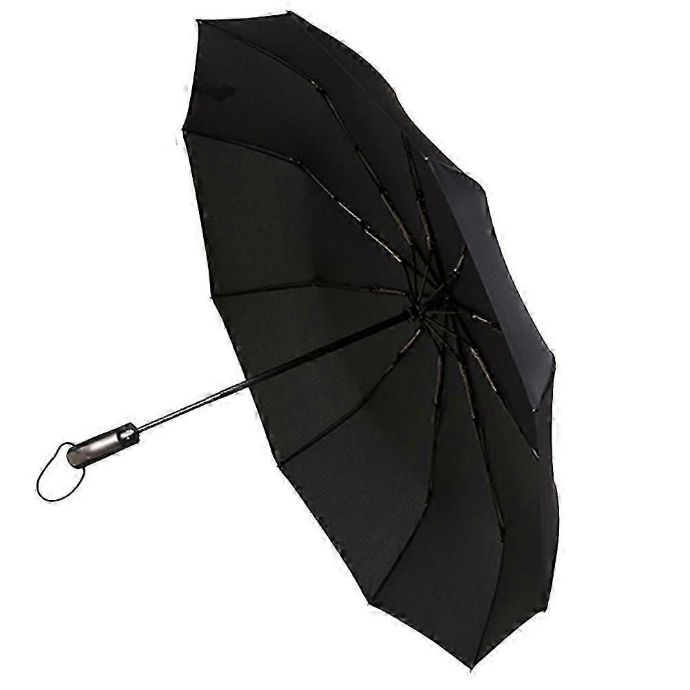 Windproof Umbrella Compact Auto Open Close Folding Umbrella Black