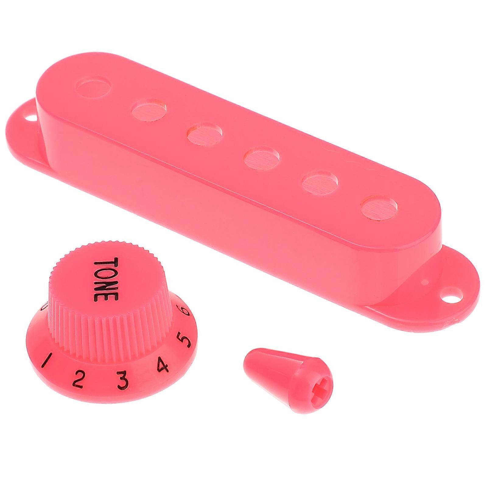 Strat Guitar Pickup Covers Knobs Switch Tip Set for Stratocaster Replacement Accessory Kit Dark Pink