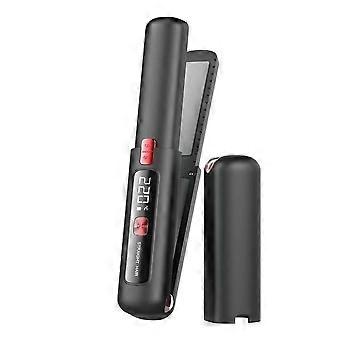Cordless Hair Straightener and Curler 2 in 1, USB Rechargeable with 4500mAh Battery, 10s Fast Heating, Black