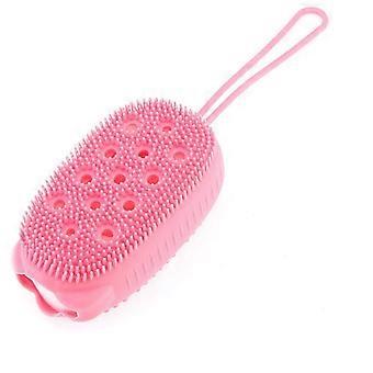 Silicone Exfoliating Body Scrubber, Silicone Body Brush with Two Side for Body Exfoliating and Massage Kitchen Scrubber Natural Bristle Bath Sponge Sh