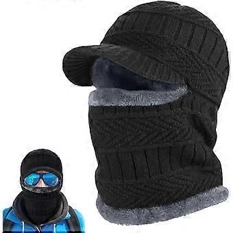 Winter Fullguard Beanie Full Coverage with Mask & Earflaps, Men's Outdoor Fleece Hat Set with Plush Lining for Cold Weather Protection