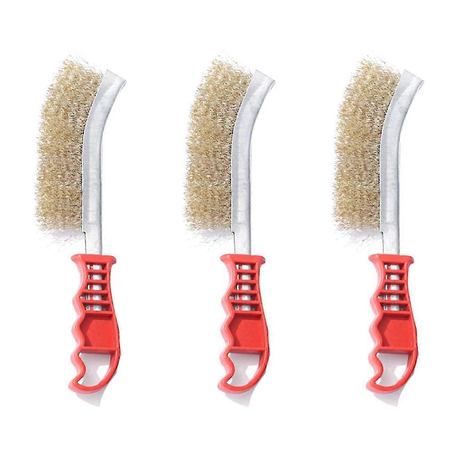 3PCS Multi-Function Tool Wire Brush Copper Plated Cleaning Brush Long Handle Kitchen Grill Special P