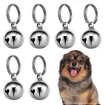 Pet Bells - Metal Pendant Bells with Rings for Dogs Cats, Silver, 6 Pieces