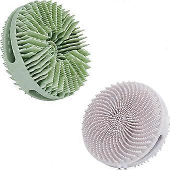 2 Pack Silicone Exfoliating Body Scrubber, Silicone Body Brush, Soft Silicone Loofah for Sensitive Skin, Shower Head Massager, Easy to Clean, Lathers