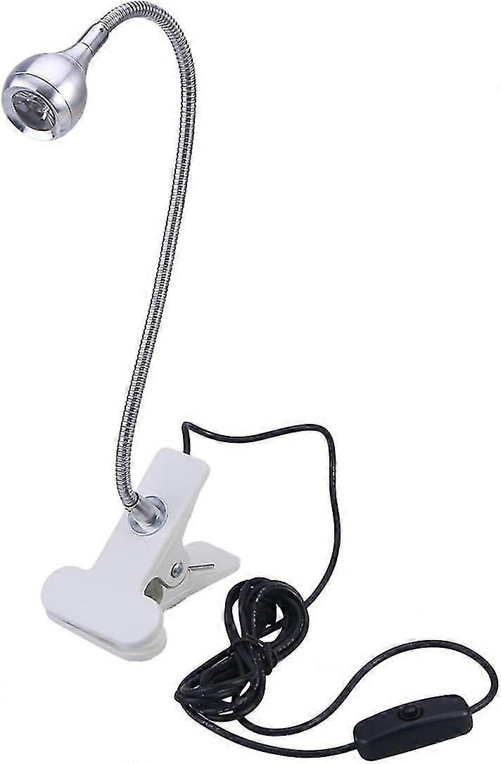 White (Silver) LED Reading Light Clip On/Off Switch Compatible with LEDMONO for Study Work Sleep