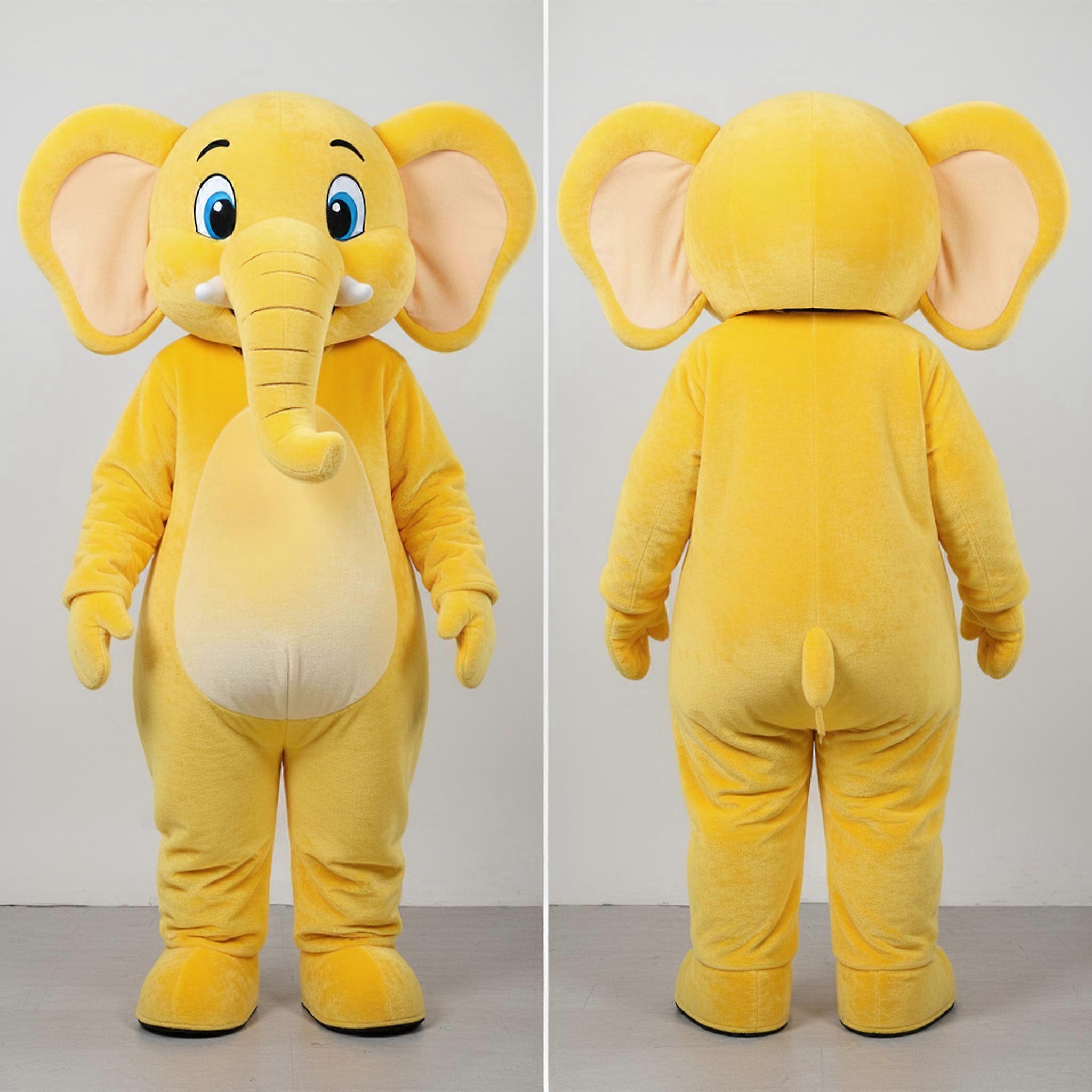 MASTICOT Bright Yellow Cartoon Elephant Mascot