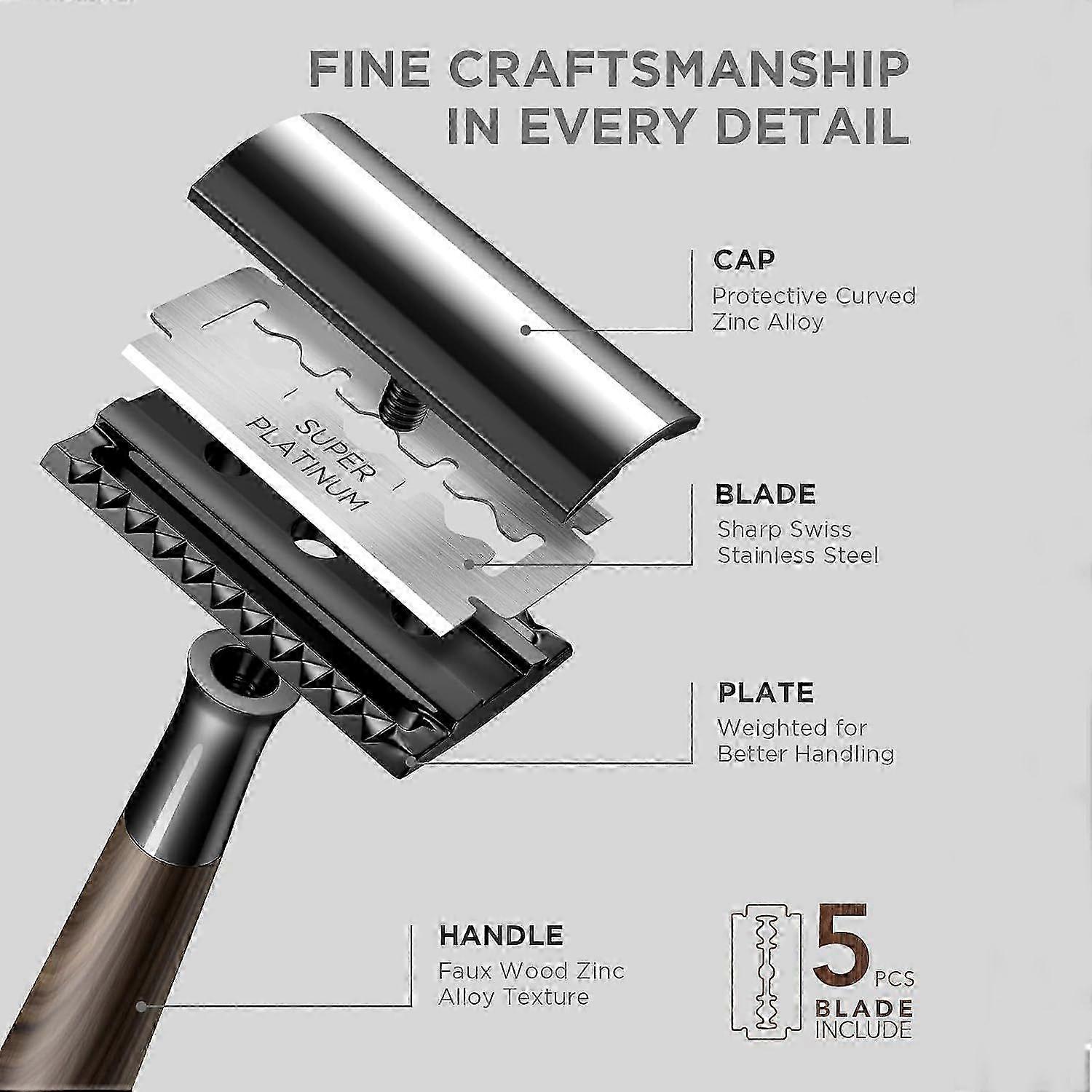 Wood Grain Open Comb DE Razor