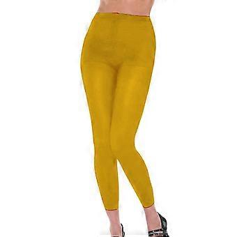 Footless Tights Ladies Fluro Colourful Dance Hosiery Womens Yellow Stockings