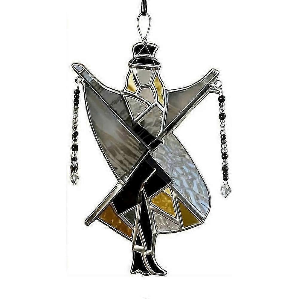 Dancing Lady Stained Glass Wind Spinner