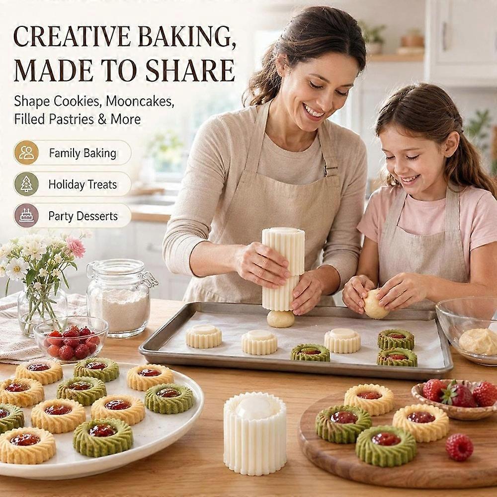 Sunflower Patterned Round Hand-Press Mooncake Double Ended Pastry Mold for Baking